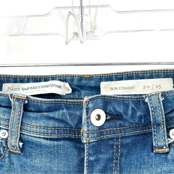 Anthropologie Pilcro Blue Mid-Rise Raw Hem Slim Straight Crop Ankle Jean Pants - Picture 10 of 12